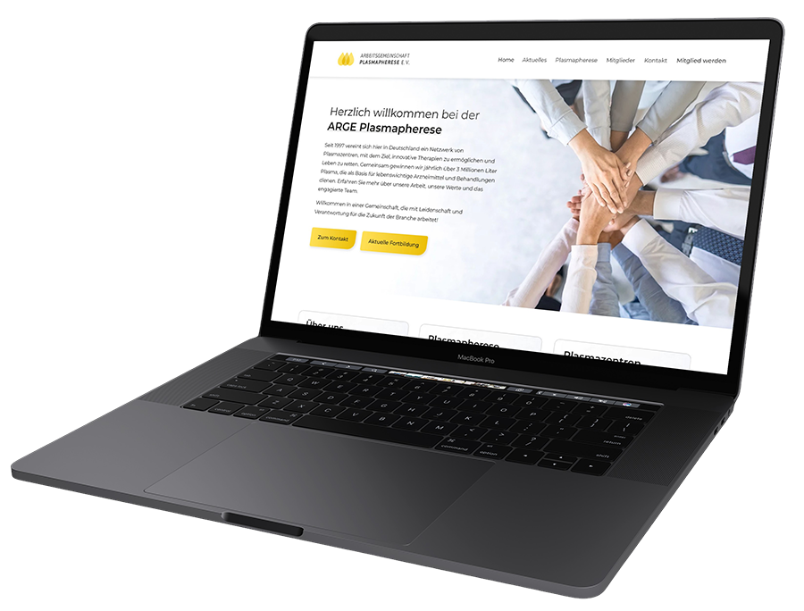 Kunde ARGE Plasmapherese Webseite Mockup